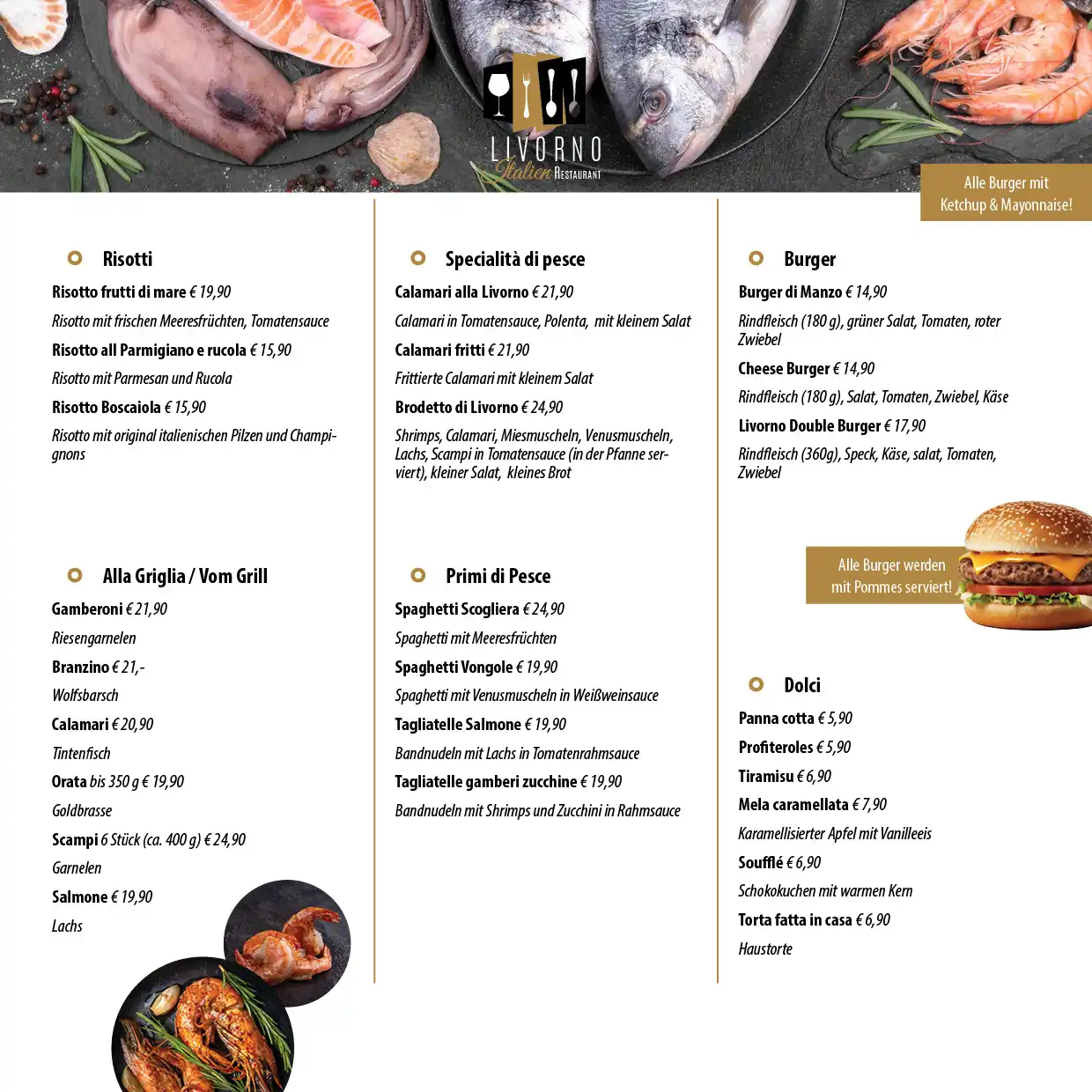 Restaurant Livorno Speisekarte