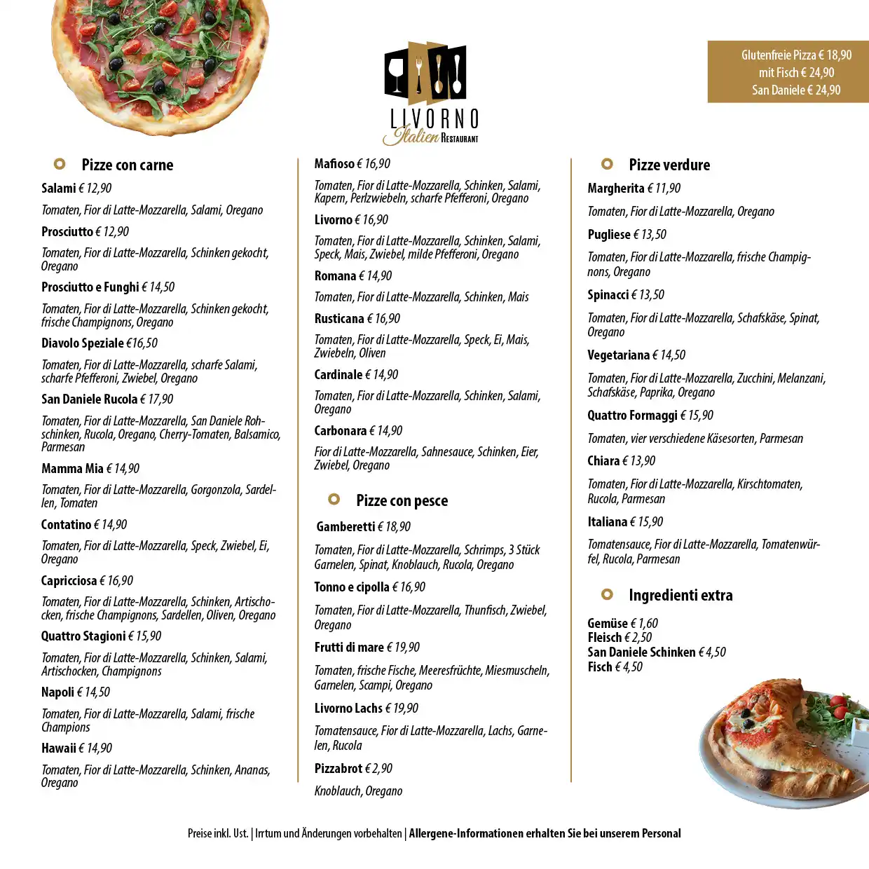 Restaurant Livorno Speisekarte
